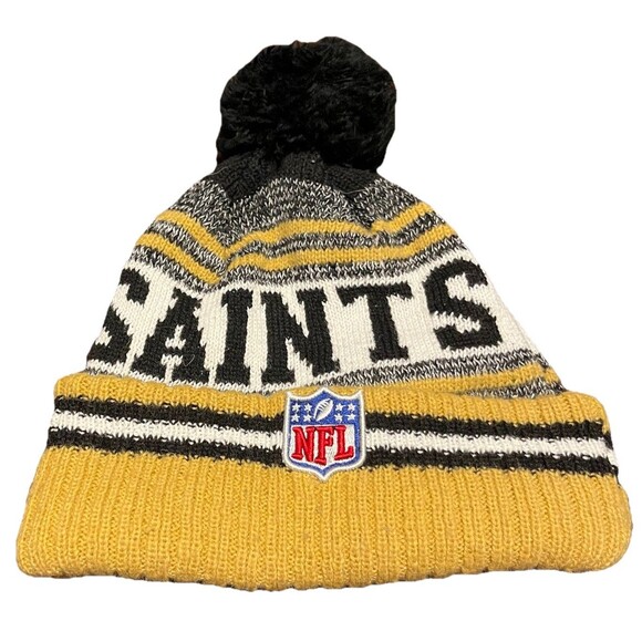 New Orleans Saints New Era NFL Beanie Pom Knit Hat On Field Sideline Hat OSFM - Picture 2 of 6